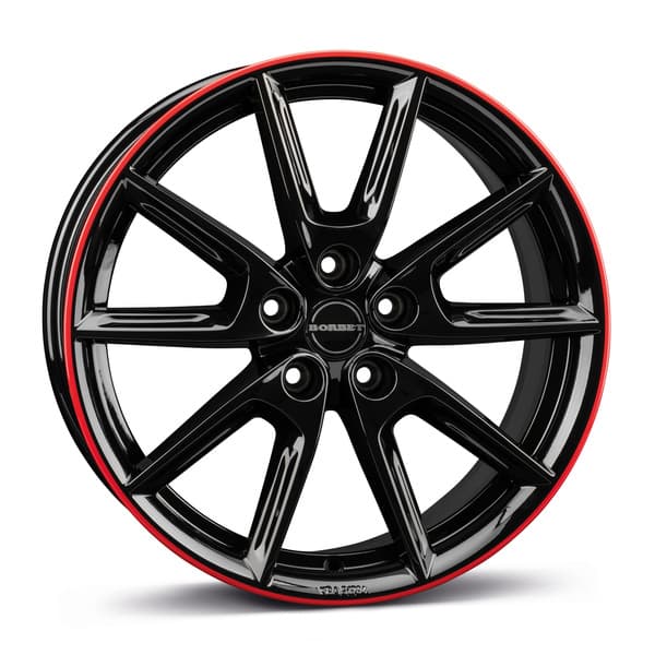 Borbet LX19 Black Glossy Rim Red R19 8J 5x112 ET40 - nuotrauka 1