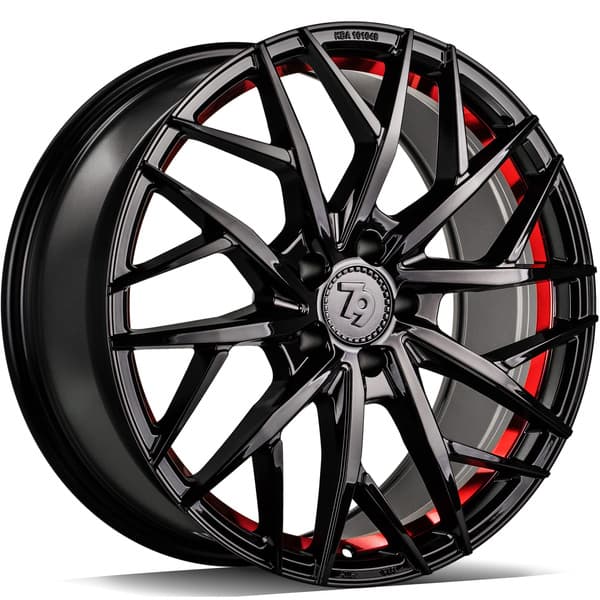 seventy9 SSF-1 Black Glossy Red Inner Lip R19 8.5J 5x114.3 ET40 - nuotrauka 1