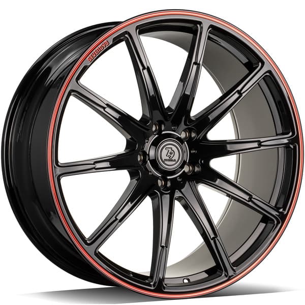 seventy9 MF.7 Black Glossy Red R23 10J 5x130 ET25 - nuotrauka 1
