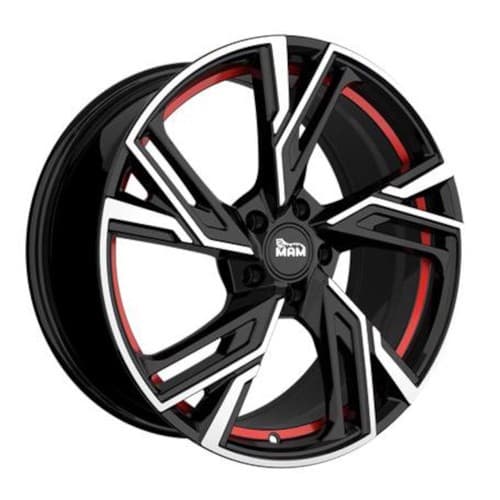 MAM RS5 Black Front Polished Red Inside R16 7J 5x100 ET38 - nuotrauka 1