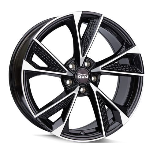 MAM RS6 Black Front Polished R19 8.5J 5x108 ET45 - nuotrauka 1