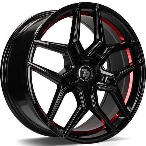 seventy9 SV-B Black Glossy Red Inner Lip R20 10J 5x120 ET40 - nuotrauka 1