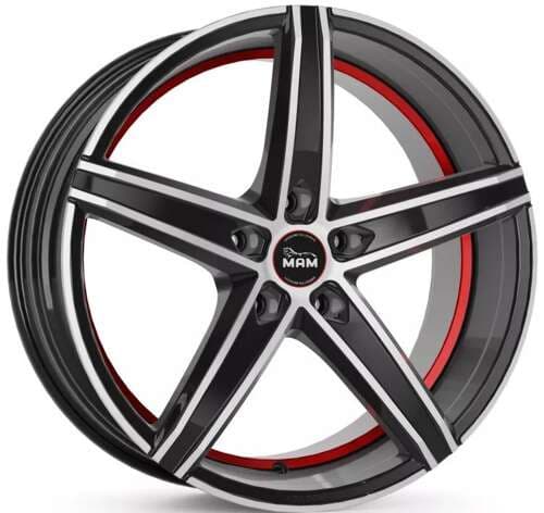 MAM OX-18 Black Front Polished Red Inside R19 8.5J 5x112 ET24 - nuotrauka 1