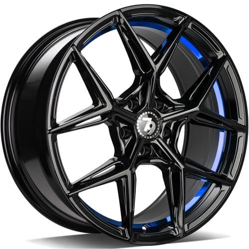 seventy9 SCF-B Black Glossy Blue Inner Lip R18 9J 5x120 ET35 - nuotrauka 1
