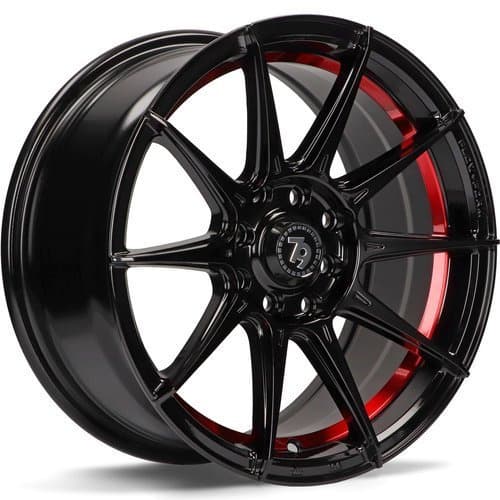 seventy9 SCF-F Black Glossy Red Inner Lip R15 7J 4x100/114.3 ET35 - nuotrauka 1