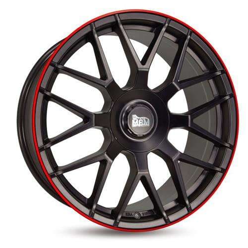 MAM GT1 Matt Black Lip Red R19 9.5J 5x112 ET30 - nuotrauka 1