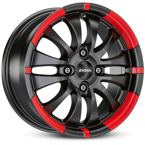 Ronal R59 Jetblack-Matt-Red Rim R16 7J 4x108 ET25 - nuotrauka 1