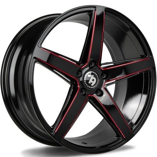 seventy9 SV-N Black Glossy Milled Red R19 8.5J 5x120 ET30 - nuotrauka 1